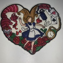 Alice in Wonderland Cheshire Cat Clock Heart Embroidered Iron On Patch 4.5 X 3” - £4.74 GBP