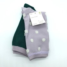 A New Day Womens Crew Socks 2 Pairs Polka Dot Purple Green Metallic - £3.98 GBP