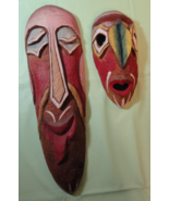 2 QTY HAND CARVED TRIBAL HEAD MASK MADE IN KENYA AFRICA SAFARI 2004 23&quot; ... - $162.57 CAD