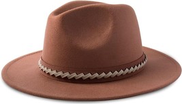 Women Fedora Hat Men Classic Belt Buckle Wide Brim Hat Fashion Wool Panama Hat - £17.49 GBP