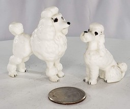 Vintage Bone China White Poodle Miniature Figurine Set - $14.01