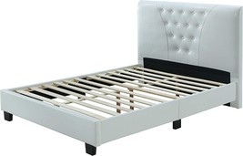 Hodedah Upholstered Bed Platform, Queen, White. - £255.77 GBP