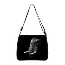 Black White Animal Print Tiger/Wolf/Elephant Shoulder Bag Ladies Leisure Shoppin - £10.31 GBP