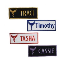 Caduceus Personalize Custom Embroidered Medical Name Tag Iron / Sew on Patch 4&quot;  - £5.85 GBP