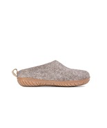 Woolly's Woollyes Outdoor Open Heel Slippers With Rubber Sole (Natural Brown) - 