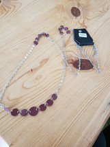 1083 SILVER W/ MAROON CIRCLES NECKLACE SET (new) - £6.74 GBP