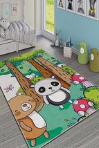 LaModaHome Area Rug Non-Slip - Green Panda Soft Machine Washable Bedroom Rugs In - £25.75 GBP+