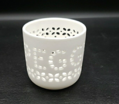 Candle Holder Matte White “Peggy” Cut Out Tea Light Votive Reticulated - £3.20 GBP