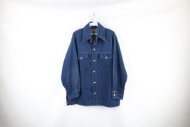 Vtg 70s Streetwear Mens Large Faded Western Snap Button Denim Shirt Jacket USA - £85.10 GBP