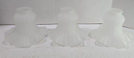 3 Vintage Frosted Glass Ruffled Chandelier Sconce Lamp Light Shades - $18.81
