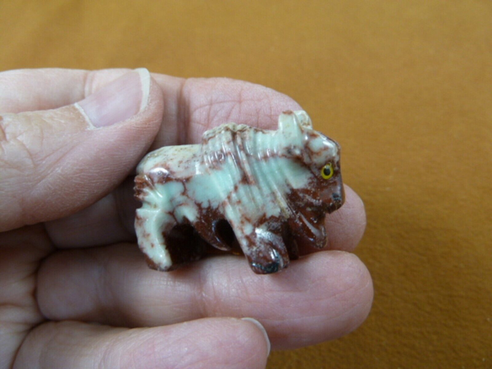 (Y-BUF-55) white red BUFFALO calf bison figurine stone gemstone SOAPSTON... - $8.59