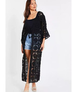 Quiz Black Crochet Maxi Cardigan Size Small (FM79-10) - $54.57