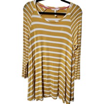 Matilda Jane Small Gold &amp; White Stripe Make Believe Women&#39;s Tunic Blouse - £19.51 GBP