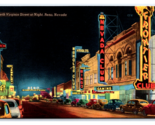 Virginia Street Vista Notte Reno Nevada Nv Unp Lino Cartolina V4 - $8.14