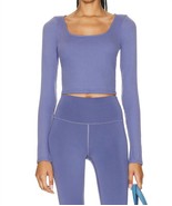 Alo Yoga alosoft ribbed show stopper cropped shirt in Infinity Blue - si... - $65.34