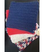 HANDMADE SET OF 4 CROCHET COTTON DISH CLOTHS OR WASH CLOTHS APPROX 8.5x8... - $11.88