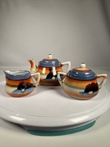 Vintage TAKITO TT Hand Painted Japanese Teapot, Sugar Bowl, Creamer, w/ Lids - £19.10 GBP