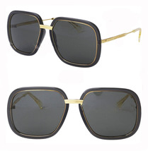 GUCCI EPILOGUE 0905 Gold Gray Rectangular Oversized Gg0905S 001 Retro Sunglasses - £324.96 GBP