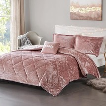 Intelligent Design Felicia Luxe Comforter Velvet Lush Double, Blush 4 Piece - £45.55 GBP