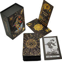 Gold Foil Tarot Deck On A Luxury Box With Wooden Card Stand And Guidebook For Be - £34.12 GBP