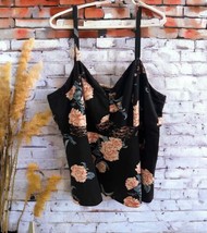 NWT Torrid Scuba Lace Peplum Cami Black Top Plus Size 5 Adjustable Straps Floral - £27.69 GBP