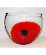 STUNNING ART GLASS WHITE ORANGE PURPLE BEAUTIFULLY DESIGNED 7 1/2&quot; VASE - $89.09