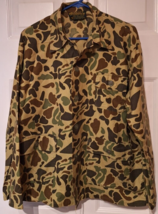 Vintage Hunters Choice Shirt Sz M Frog Skin Duck Camo Button Up Light Ja... - $21.34