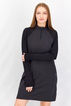 Hurley Sz S Midi Dress Black UPF Swim Cover Up Stretch Shirt Pockets - $46.66 CAD