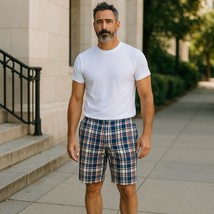 TOMMY HILFIGER Men&#39;s Classic-Fit Flat-Front Khaki Plaid Dress Shorts 36 - $19.99