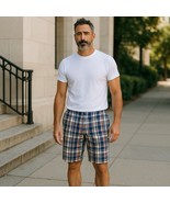 TOMMY HILFIGER Men&#39;s Classic-Fit Flat-Front Khaki Plaid Dress Shorts 36 - $380.56 MXN