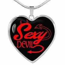Express Your Love Gifts Sexy Devil Necklace Stainless Steel or 18k Gold Heart Pe - £42.60 GBP