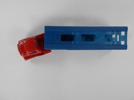 Vintage Tootsietoy USA Car Carrier Transport Red Truck Blue Trailer P010391 - £34.41 GBP