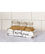 Farmhouse wood caddy with Jars in distressed wood - $43.76 CAD