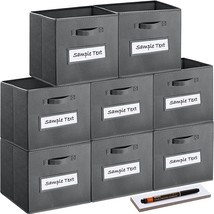 Artsdi 13X13 Inch Cube Storage Bins(Set Of 8)-Basket Bins With 8 Labels, Gray - £39.37 GBP