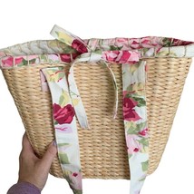 Laura Ashley Floral Fabric Lined Straw Shoulder Bag NWT - $35.53
