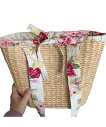 Laura Ashley Floral Fabric Lined Straw Shoulder Bag NWT - $48.75 CAD