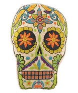 Colorful Sugar Skull Throw Pillow Detailed  Colors Embroidered Decorativ... - £22.67 GBP