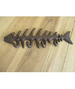 CAST IRON FISHBONE FISH Bones Wall Hook Key Hat Coat Rack Holder Nautica... - $13.99
