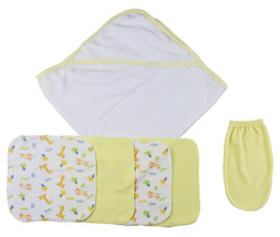 Bambini Newborn (0-6 Months) Unisex Yellow Hooded Towel, Washcloths and ... - $17.93