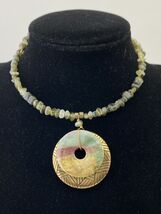 Beaded Choker Necklace with Multicolored Stone and Goldtone Pendant - $173.39 MXN