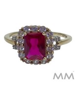 Lab Ruby, Sapphire and Diamond Ring 10K Yellow Gold Size 8.50 - €1.216,20 EUR