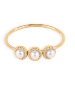 10 k Solid Yellow Gold Handmade 3 Cultured Pearl Ring Engagement Wedding... - $547.23 CAD