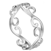 Art Nouveau Boho Ring Womens Silver Stainless Steel Bohemian Band Sizes 5-10 - £10.38 GBP