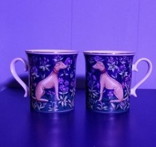 2X Past Times Mille Fleur, Le Chien Dog Flower Mug Cup Porcelain Made In... - $19.30
