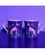 2X Past Times Mille Fleur, Le Chien Dog Flower Mug Cup Porcelain Made In... - £15.29 GBP