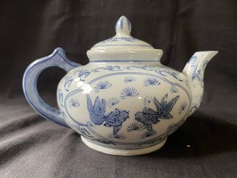 antique chinese blue and white porcelain teapot. Marked 6 characters - $129.00