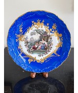 Vintage Limoges France 10 1/2&quot; Blue Porcelain Portrait Cabinet Plate - £38.72 GBP