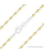 2mm Ball &amp; Faceted Bead Chain Necklace Italy 925 Sterling Silver 14k Yel... - $43.10+