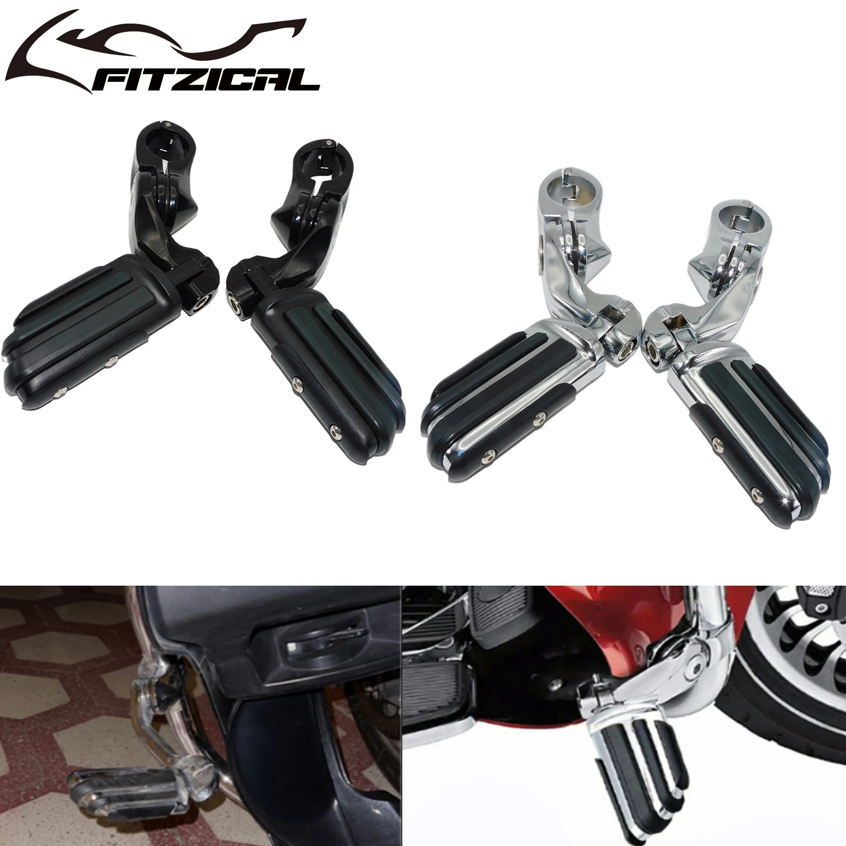 Motorcycle 32mm 1-1/4&quot; Engine Guard Footrest Highway Bar Foot Rest Short... - £86.11 GBP+