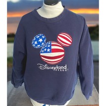 Disneyland Resort Sweatshirt Large American Flag Mickey Patriotic Embroi... - $29.89